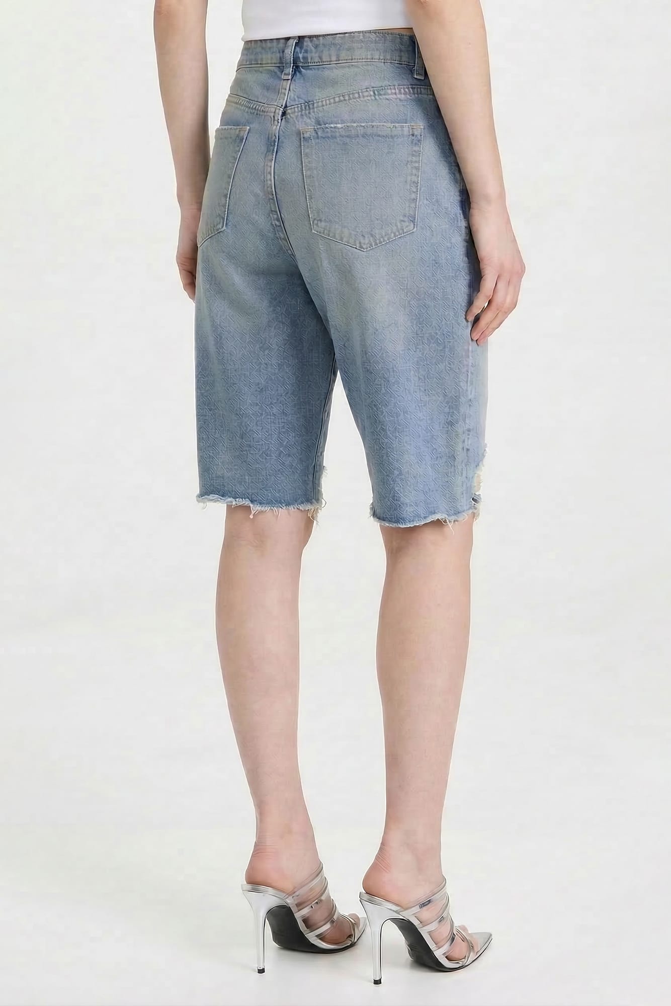 Area Frayed Crystal Jean Shorts