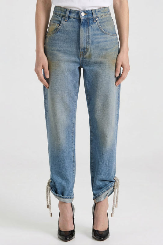Area Knotted Crystal Jean
