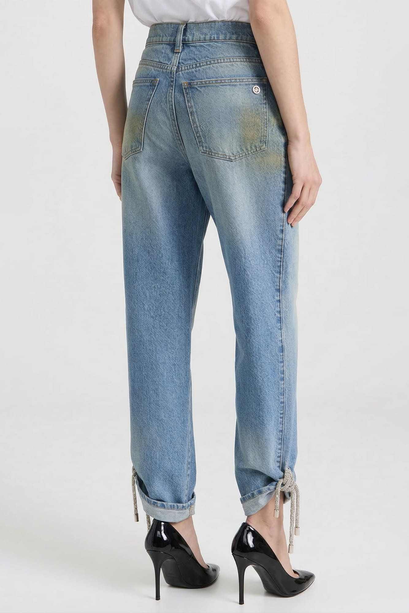 Area Knotted Crystal Jean