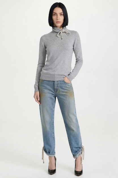 Area Knotted Crystal Turtleneck full look