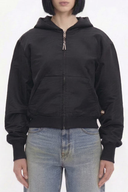 Area Zip Up Hoodie in Satin