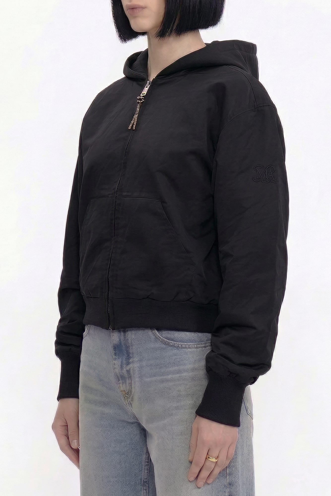 Area Zip Up Hoodie in Satin side
