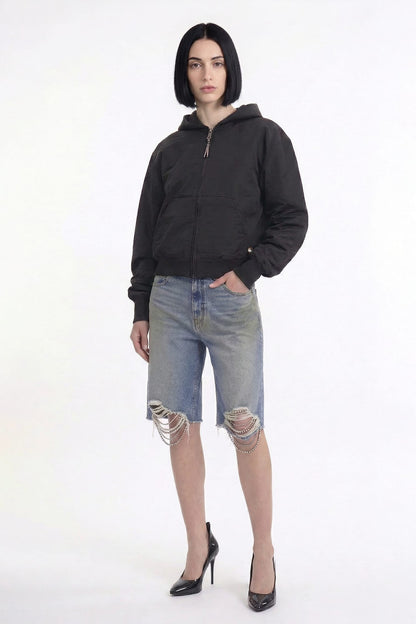 Area Zip Up Hoodie in Satin full look