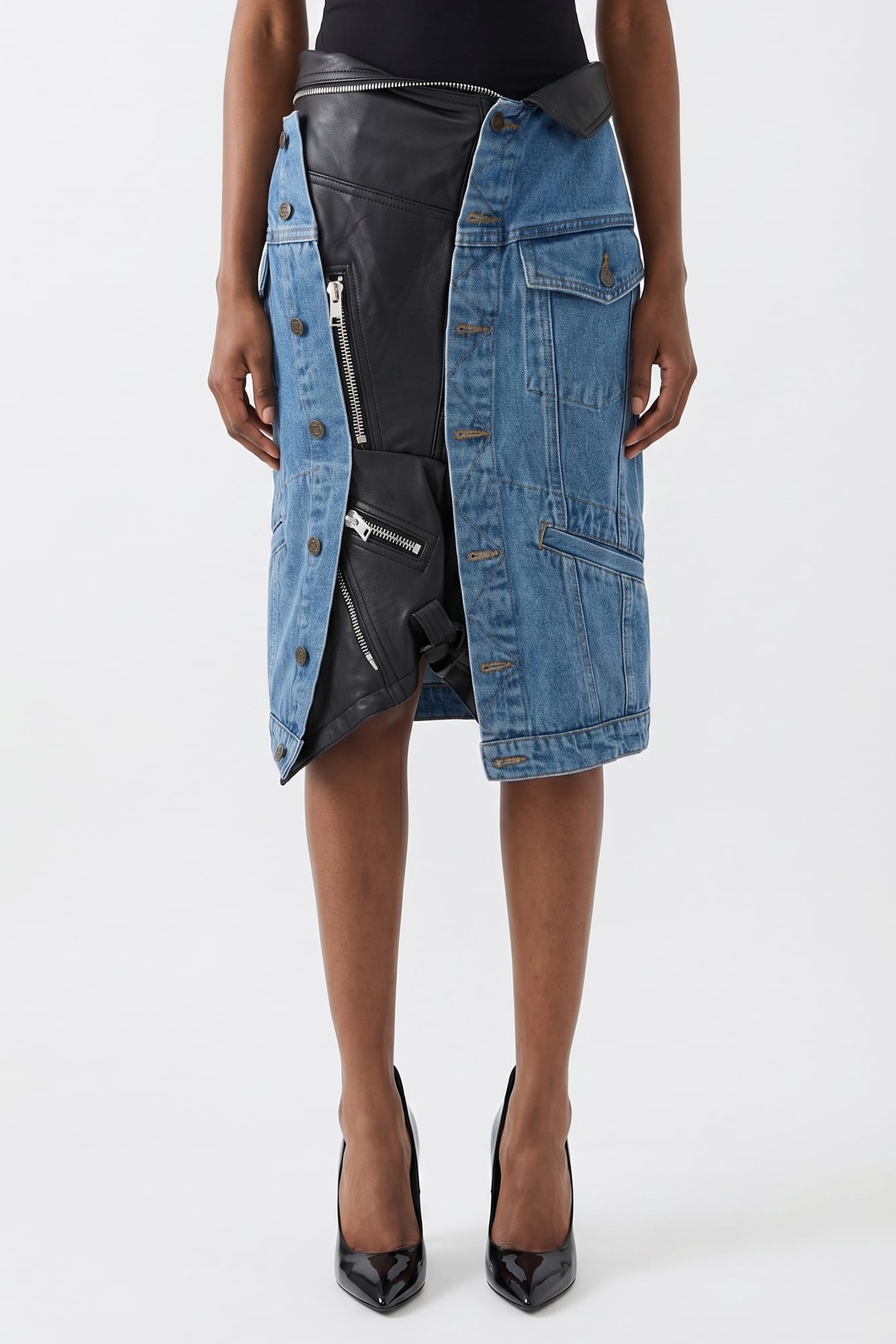August Barron Denim Moto Jacket Skirt