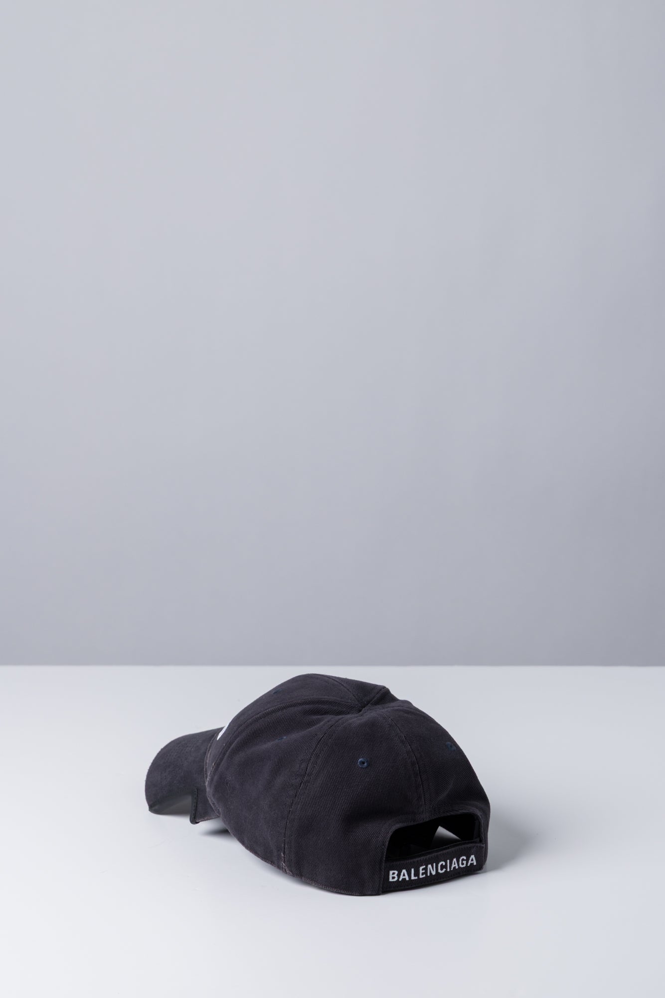 Balenciaga Baseball Cap In Washed Black