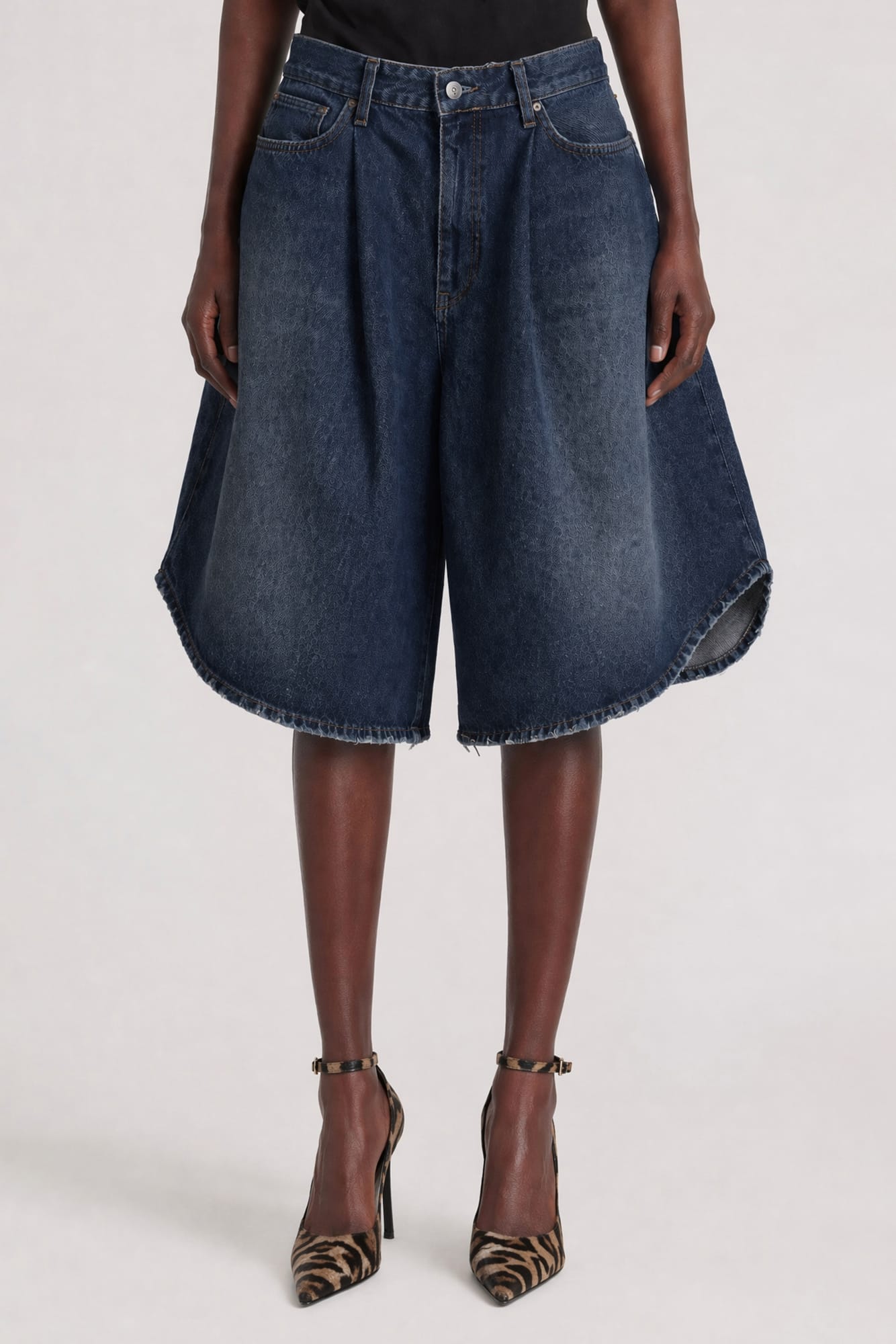Balenciaga Denim Tulipe Bermuda Shorts