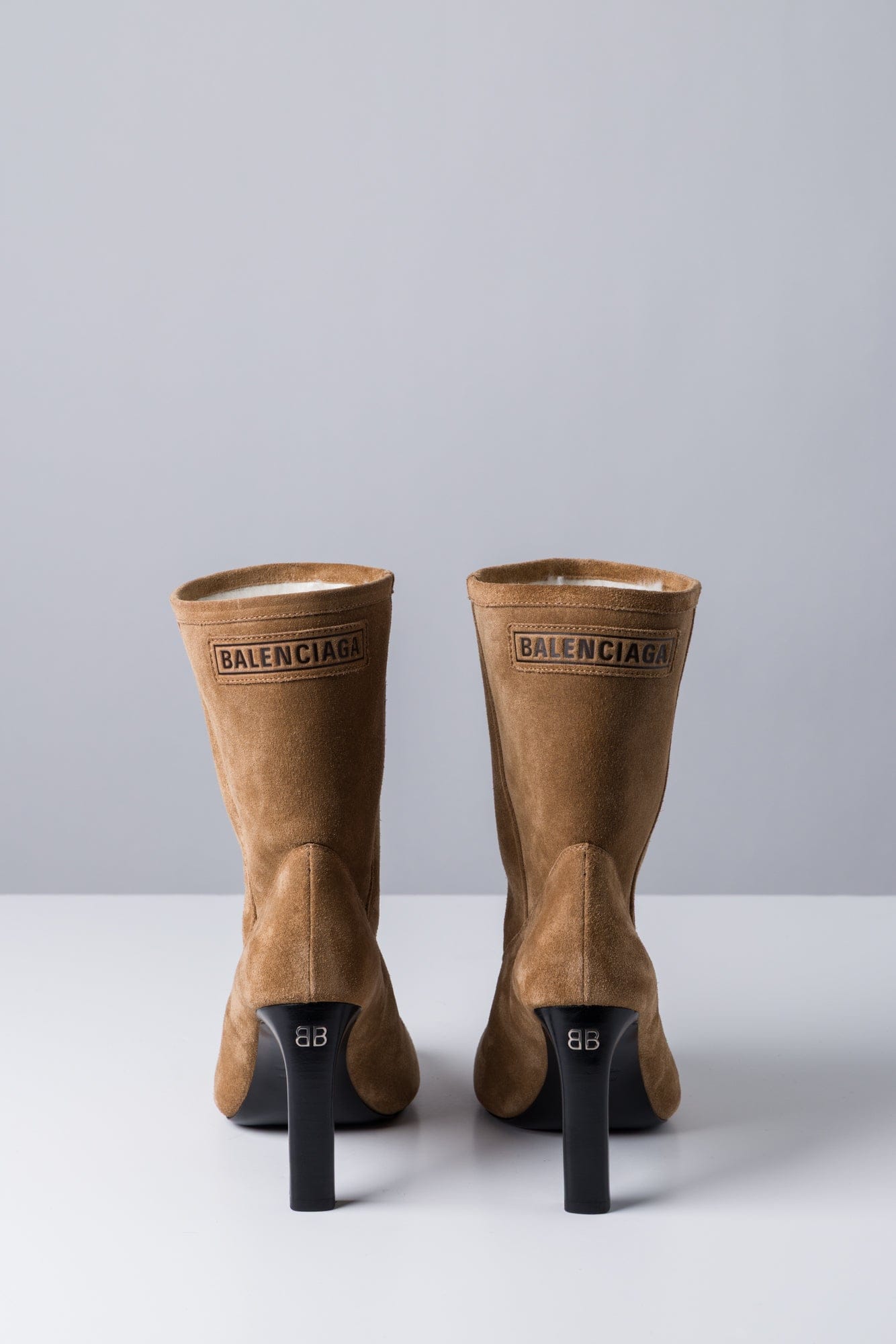 Balenciaga Fargo Suede Bootie In Camel