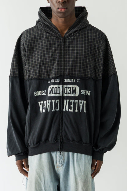 Balenciaga Patched Hooded Shirt In Black
