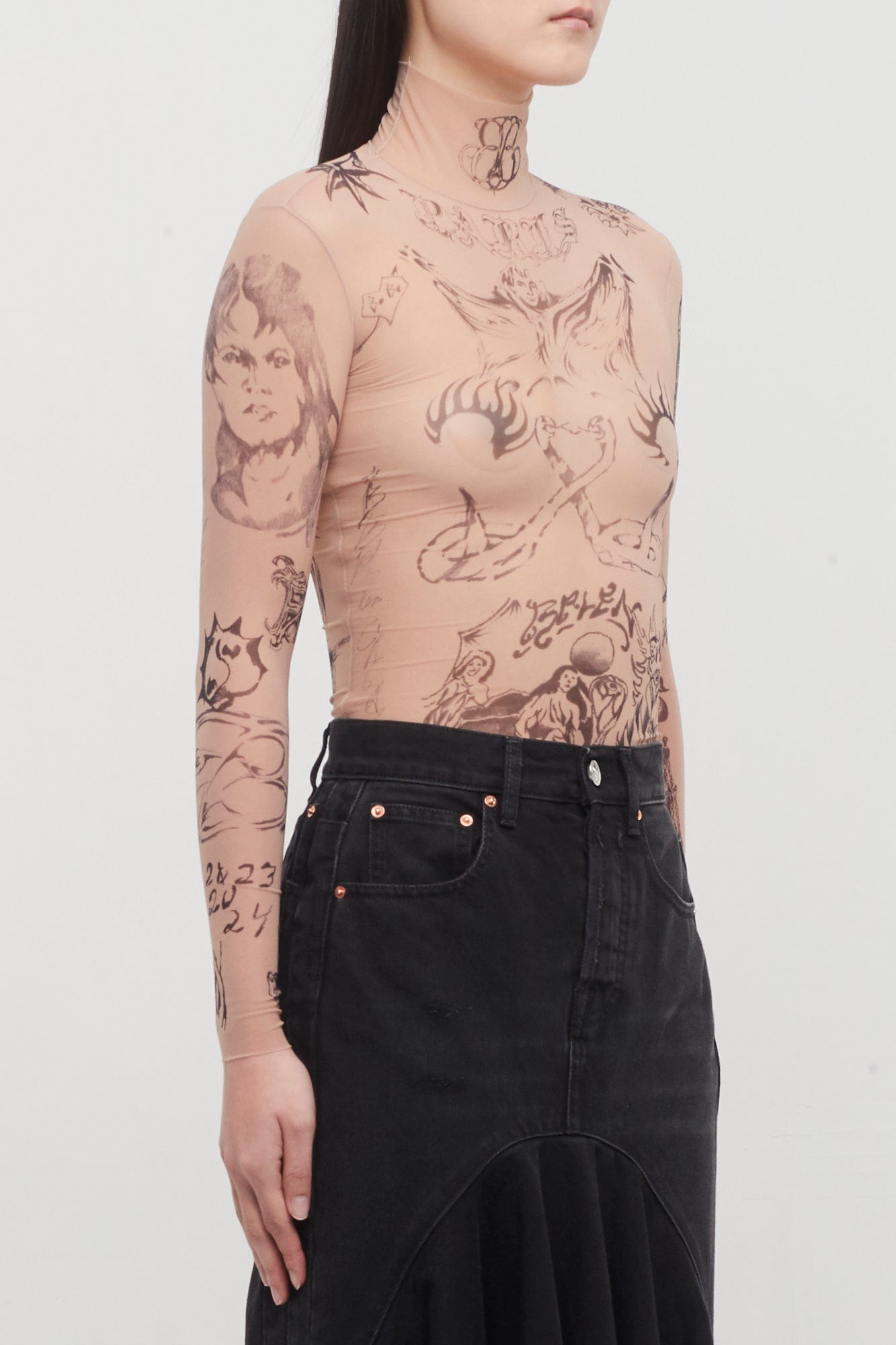 Balenciaga Tattoo Top in Light Beige side