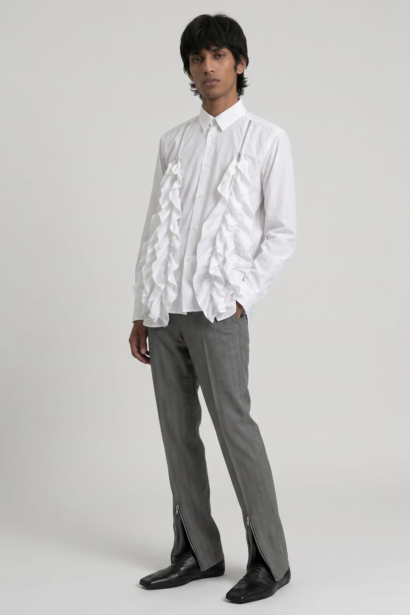 Comme des Garçons Homme Plus Ruffle Shirt full look