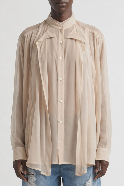 Comme Des Garçons Layered Shirt with Pocket in Beige