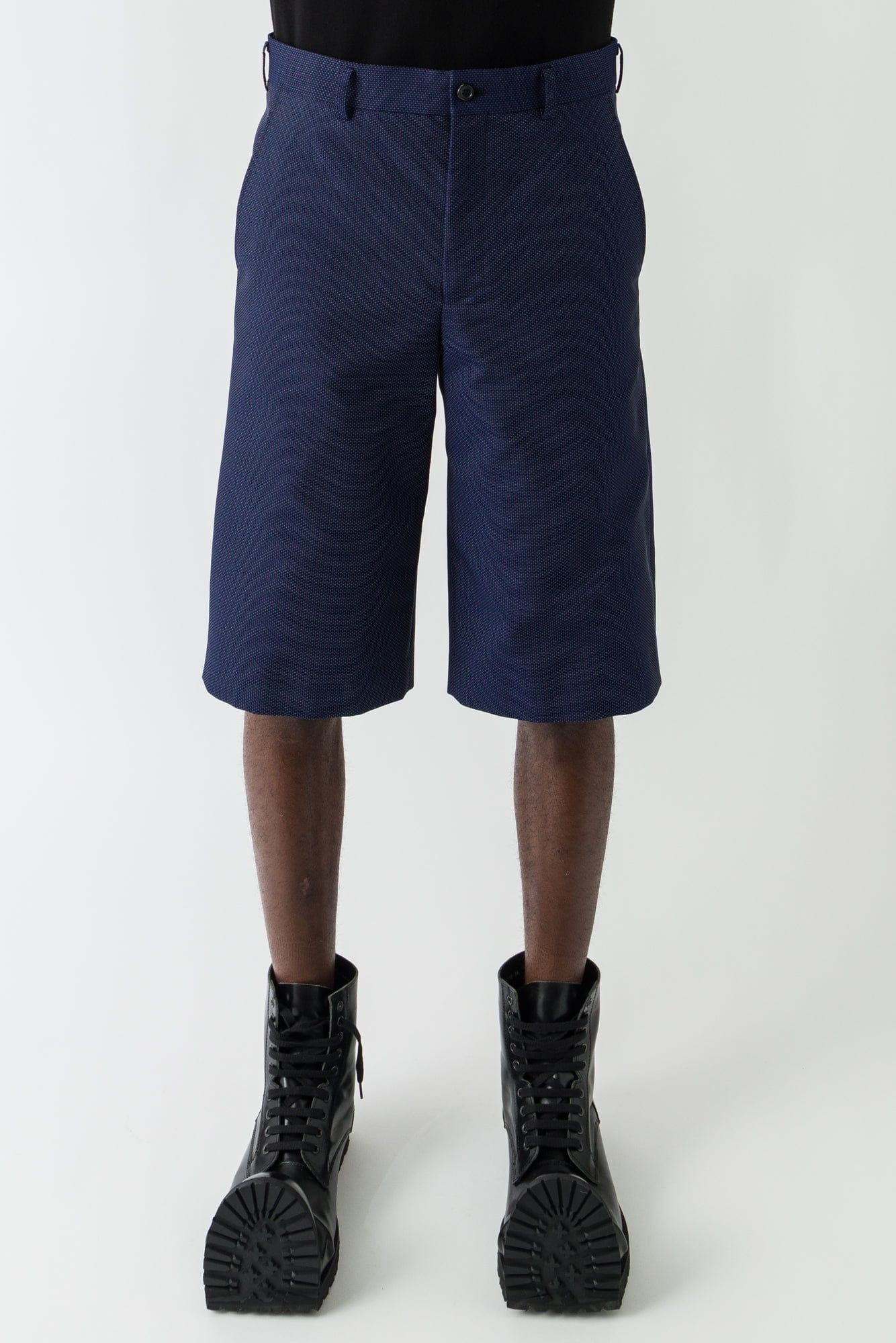 Comme des Garçons Homme Plus Fabric Pin Dot Shorts in Navy