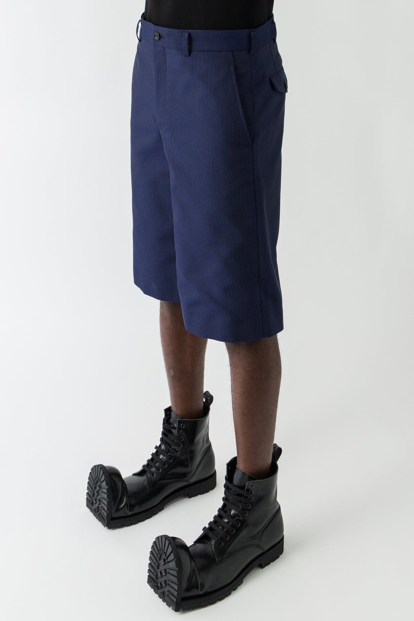 Comme des Garçons Homme Plus Fabric Pin Dot Shorts in Navy