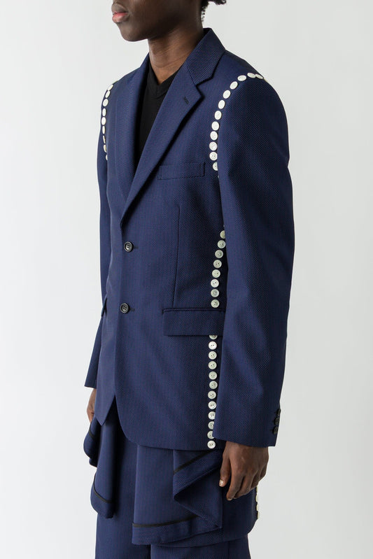 Comme des Garçons Homme Plus Overlayered Blazer in Navy side