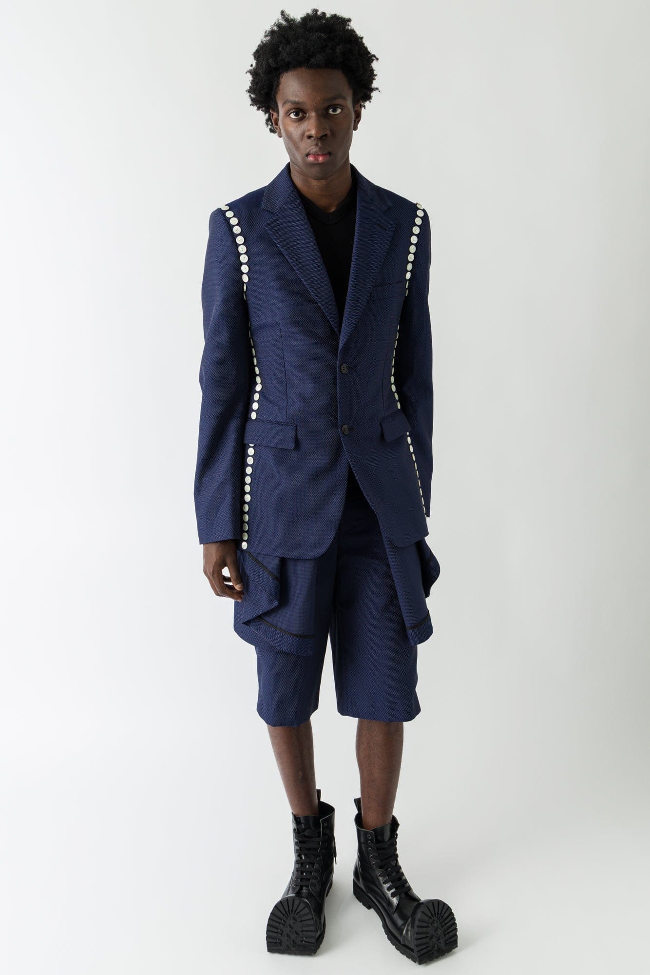 Comme des Garçons Homme Plus Overlayered Blazer in Navy full look