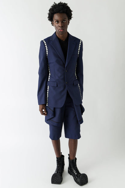 Comme des Garçons Homme Plus Overlayered Blazer in Navy full look