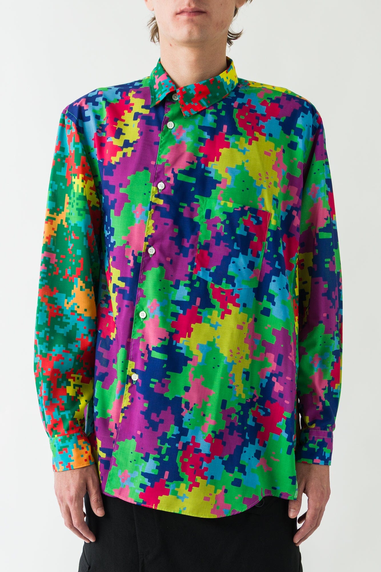 Comme des Garçons Homme Plus Mixed Pattern Asymmetric Shirt