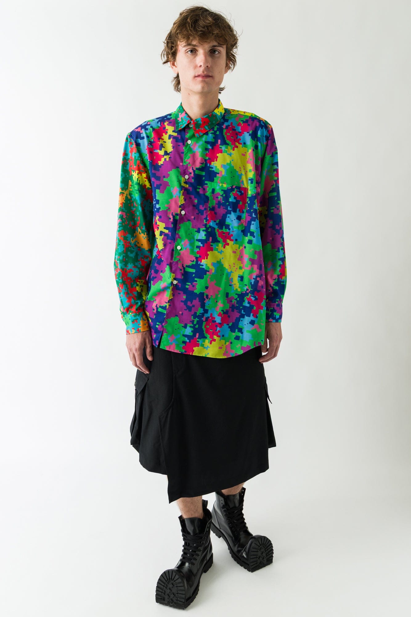 Comme des Garçons Homme Plus Mixed Pattern Asymmetric Shirt