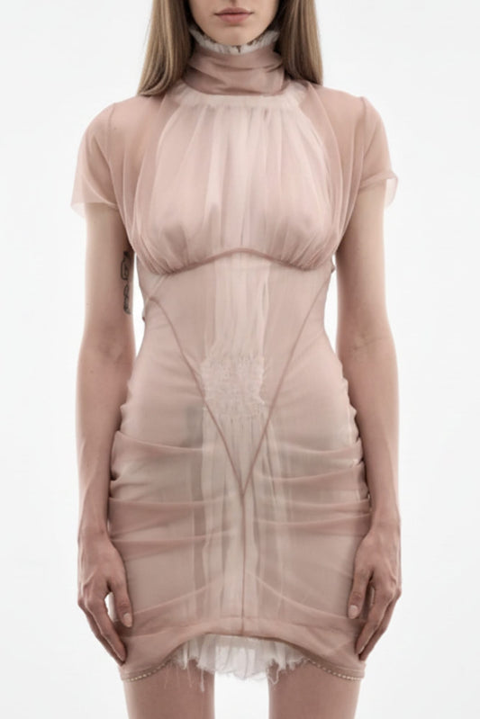 Dilara Findikoglu Heart of Stone Nude Mesh Dress