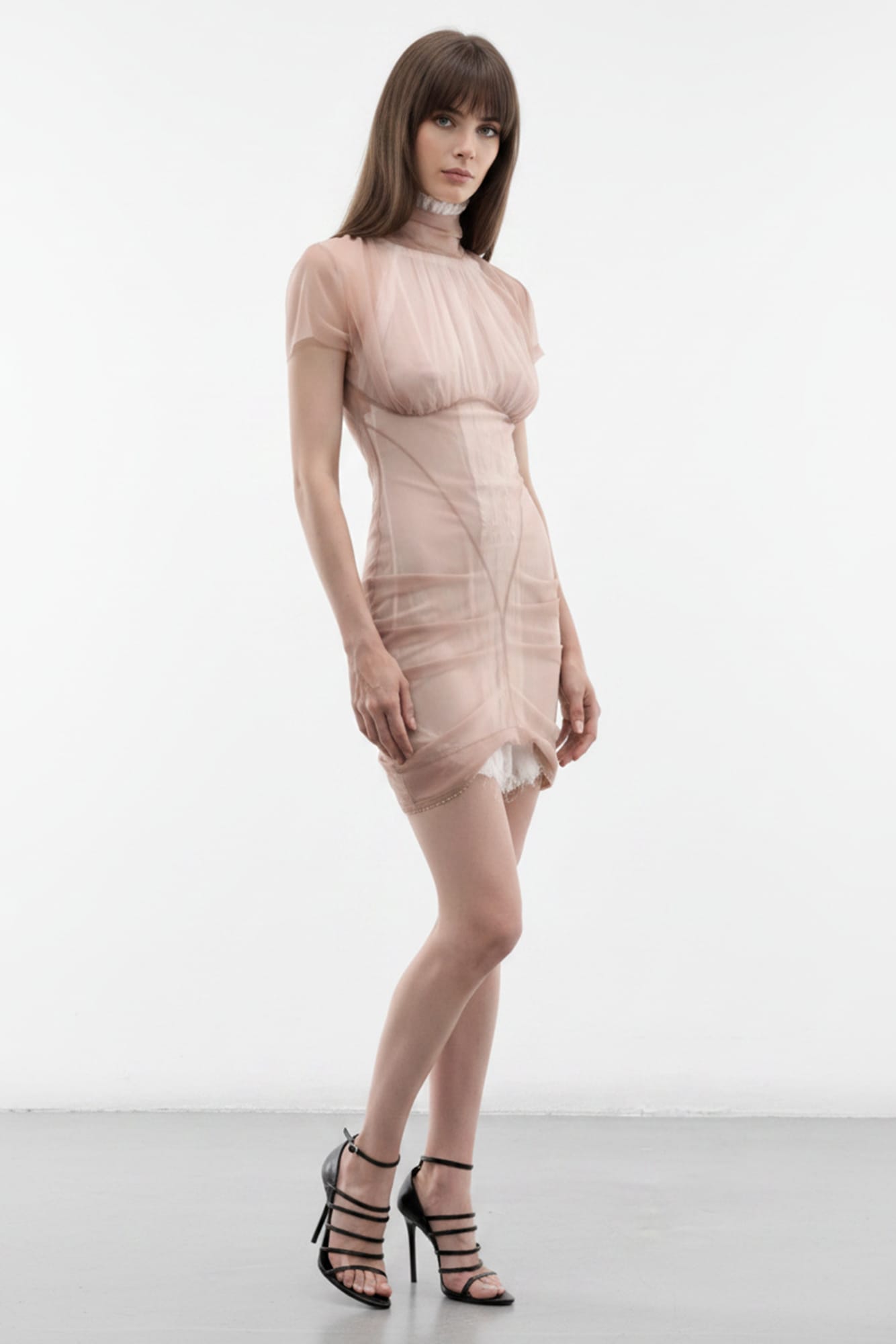 Dilara Findikoglu Heart of Stone Nude Mesh Dress