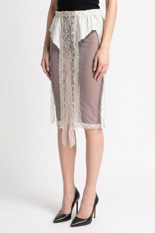 Dilara Findikoglu Mask of Pleasing Nude Mesh Skirt side