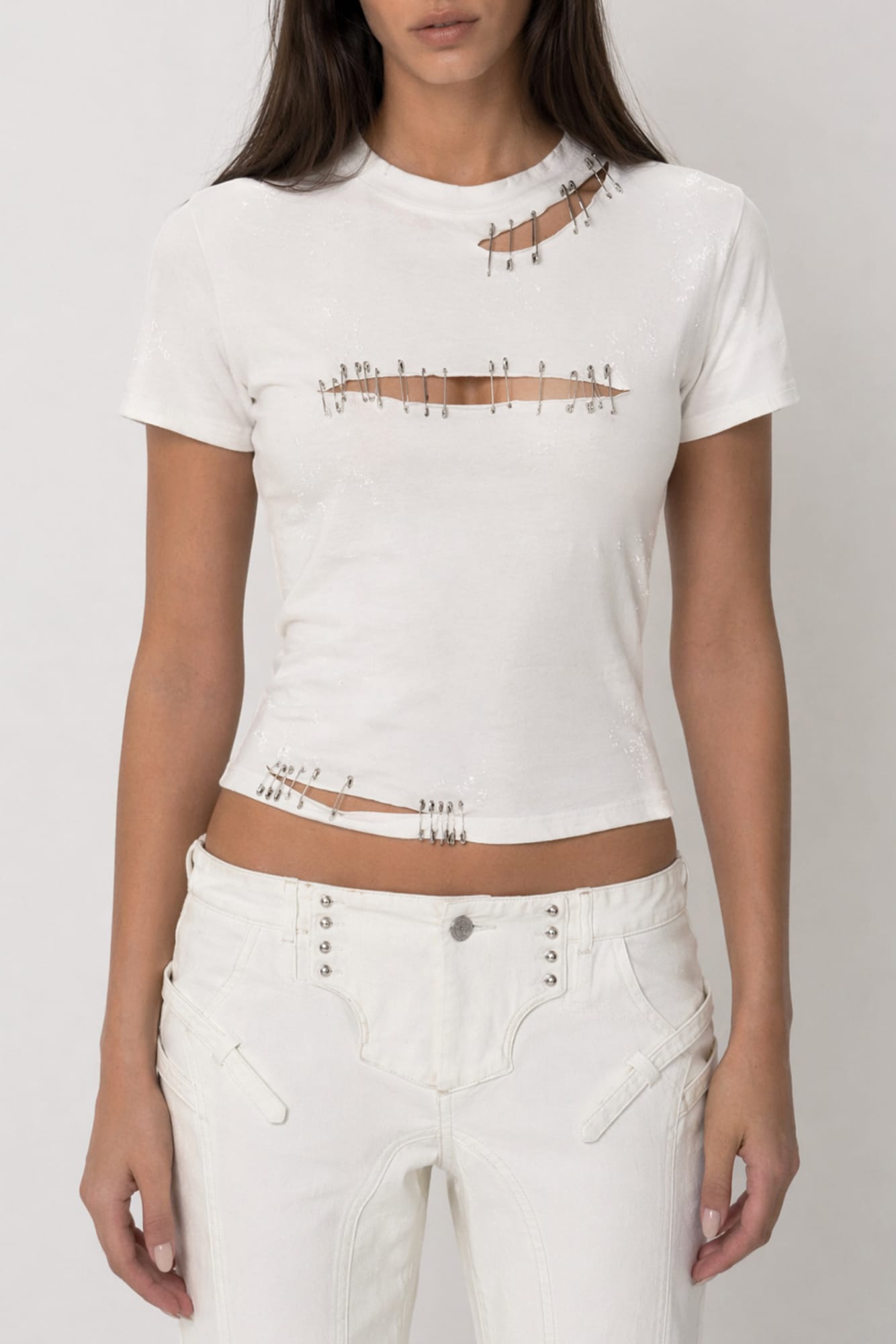 Dilara Findikoglu White Safety Pin T-Shirt