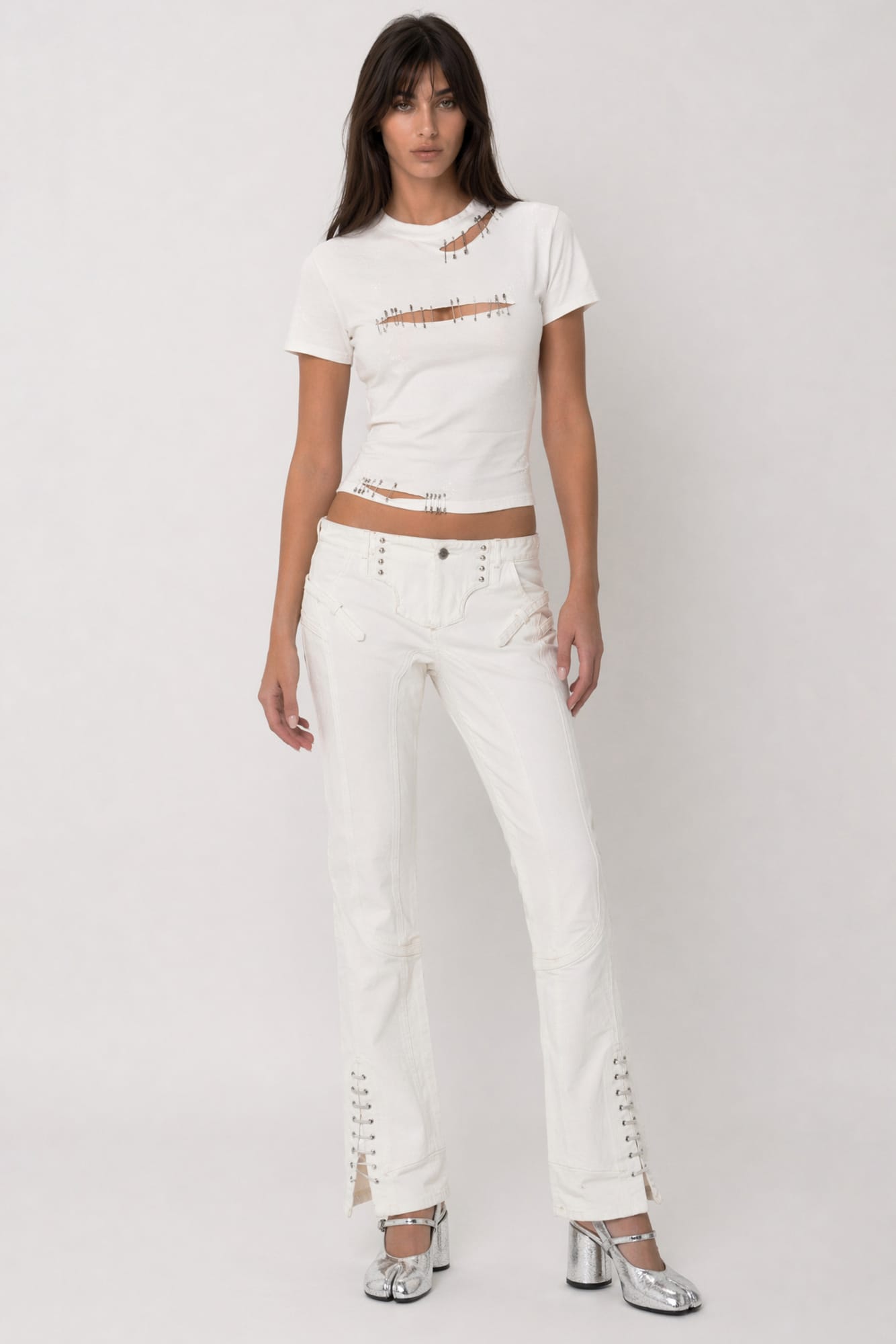 Dilara Findikoglu White Safety Pin T-Shirt