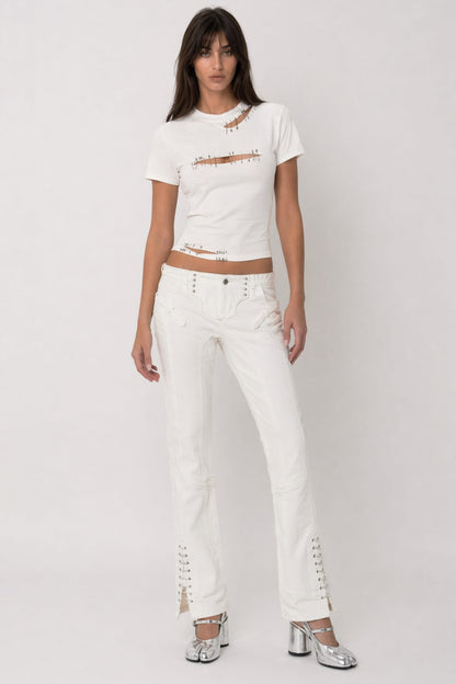 Dilara Findikoglu White Safety Pin T-Shirt
