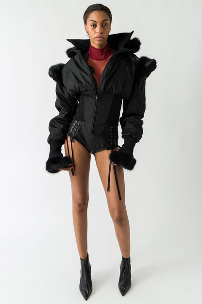 Dilara Findikoglu Stuck in Reality Leather Shorts full look