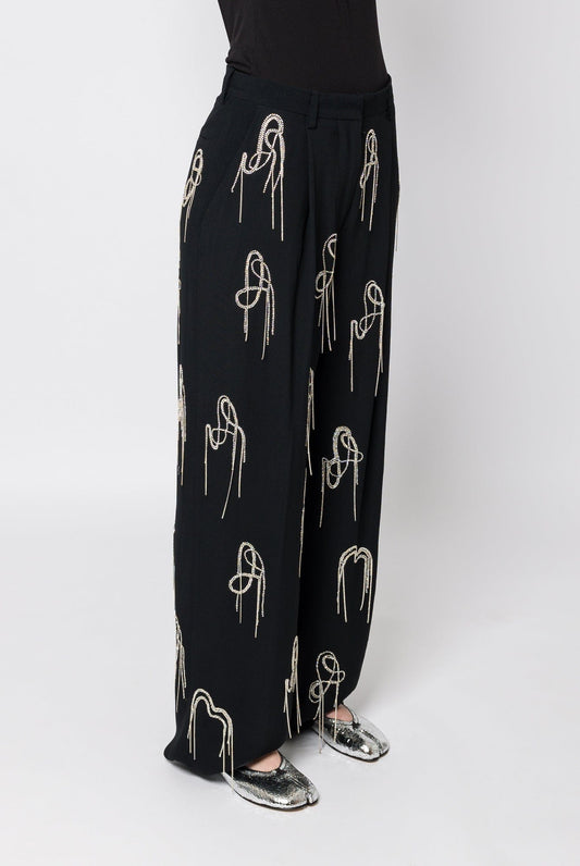 Dries Van Noten Porter Embroidered Pants Black side