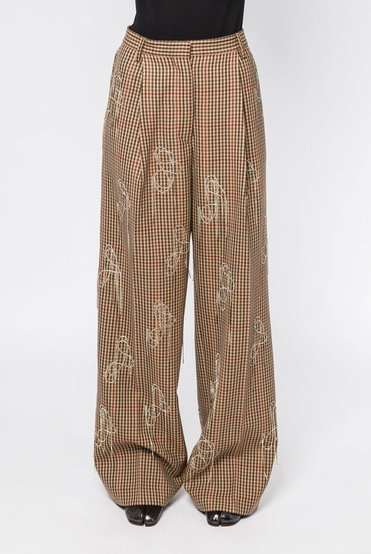Dries Van Noten Porter Embroidered Pants in Rust