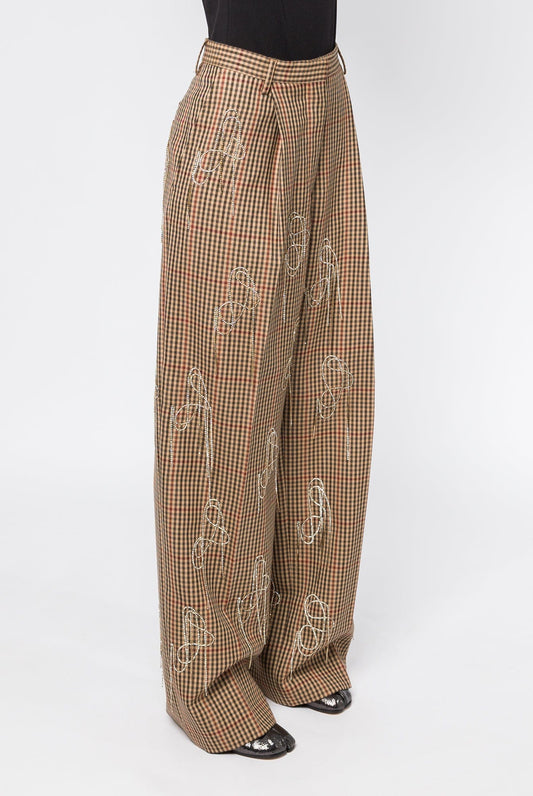 Dries Van Noten Porter Embroidered Pants in Rust side