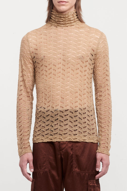 Dries Van Noten Heyze Mockneck Perforated Sweater