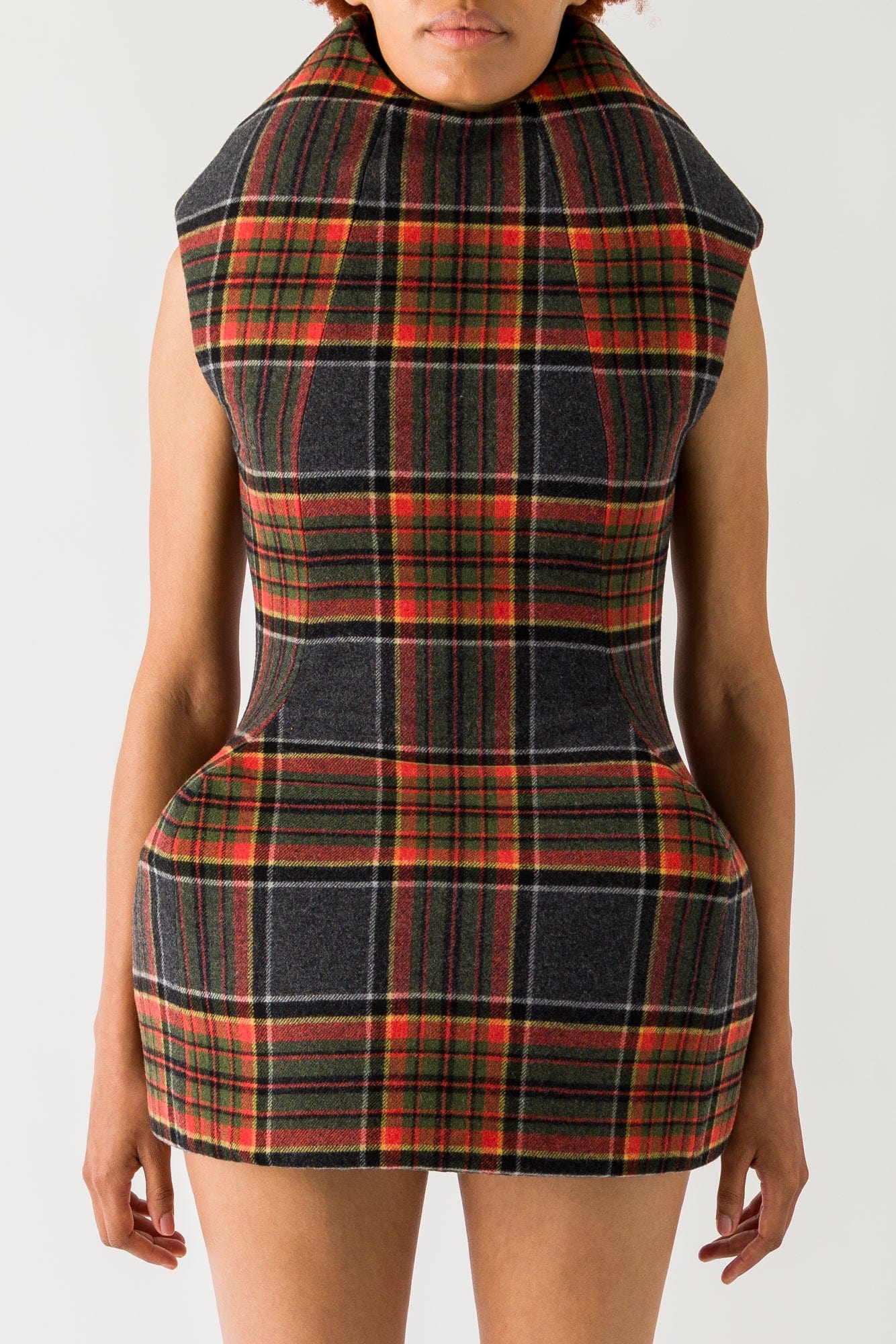 Duran Lantink Sculptured Tartan Mini Dress