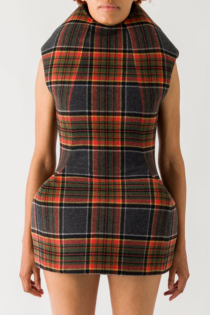 Duran Lantink Sculptured Tartan Mini Dress