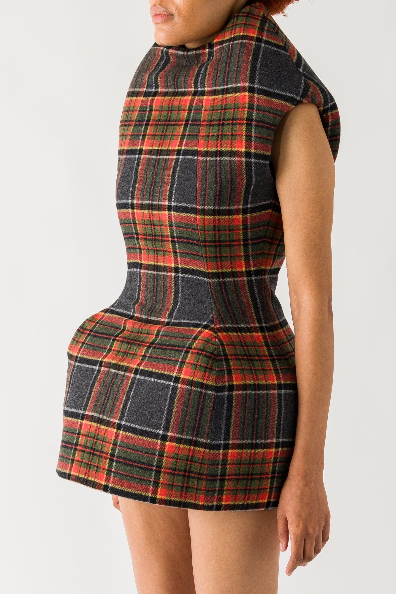 Duran Lantink Sculptured Tartan Mini Dress side