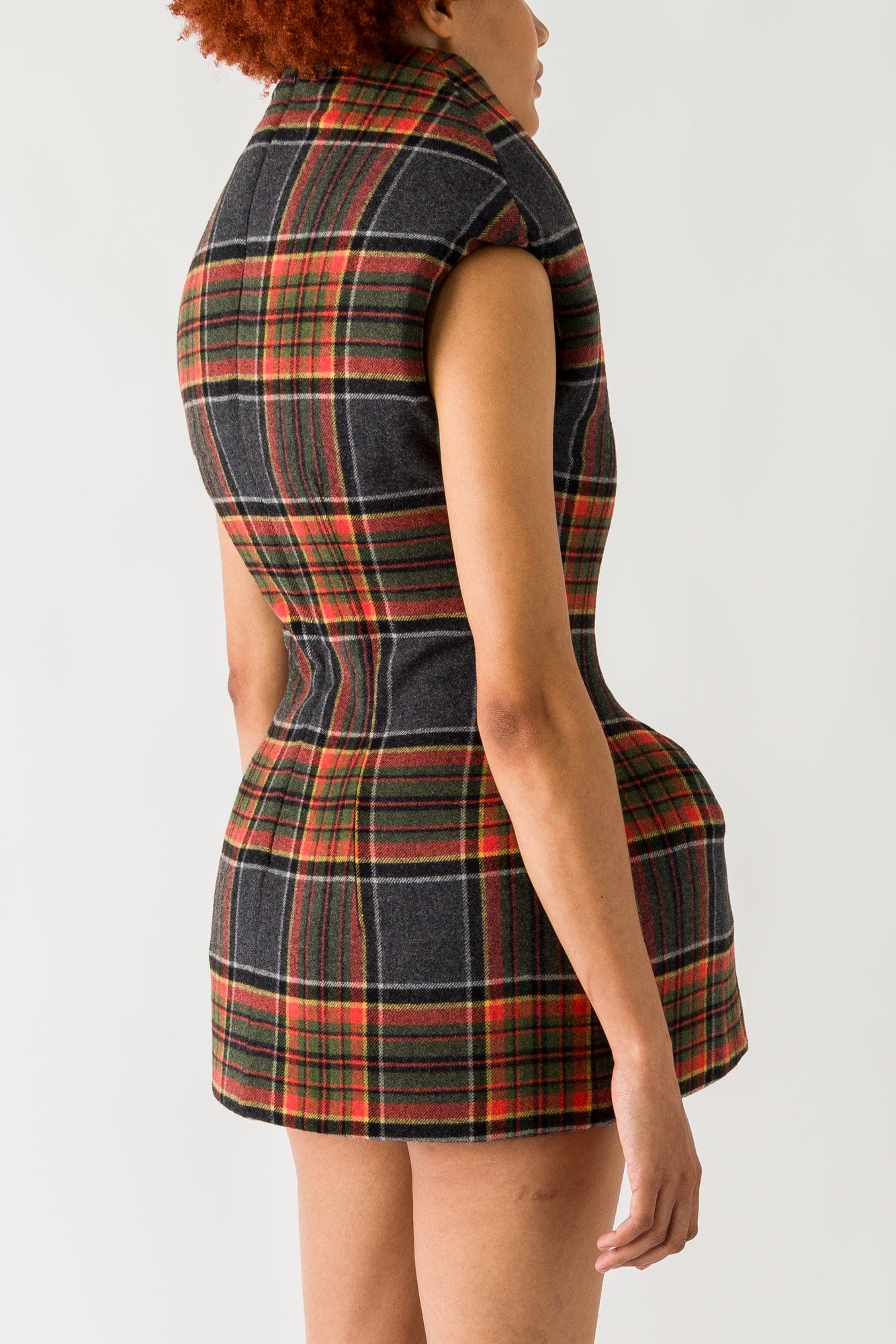 tartan leather dress Red Plaid Dress with Black Leather Jacket