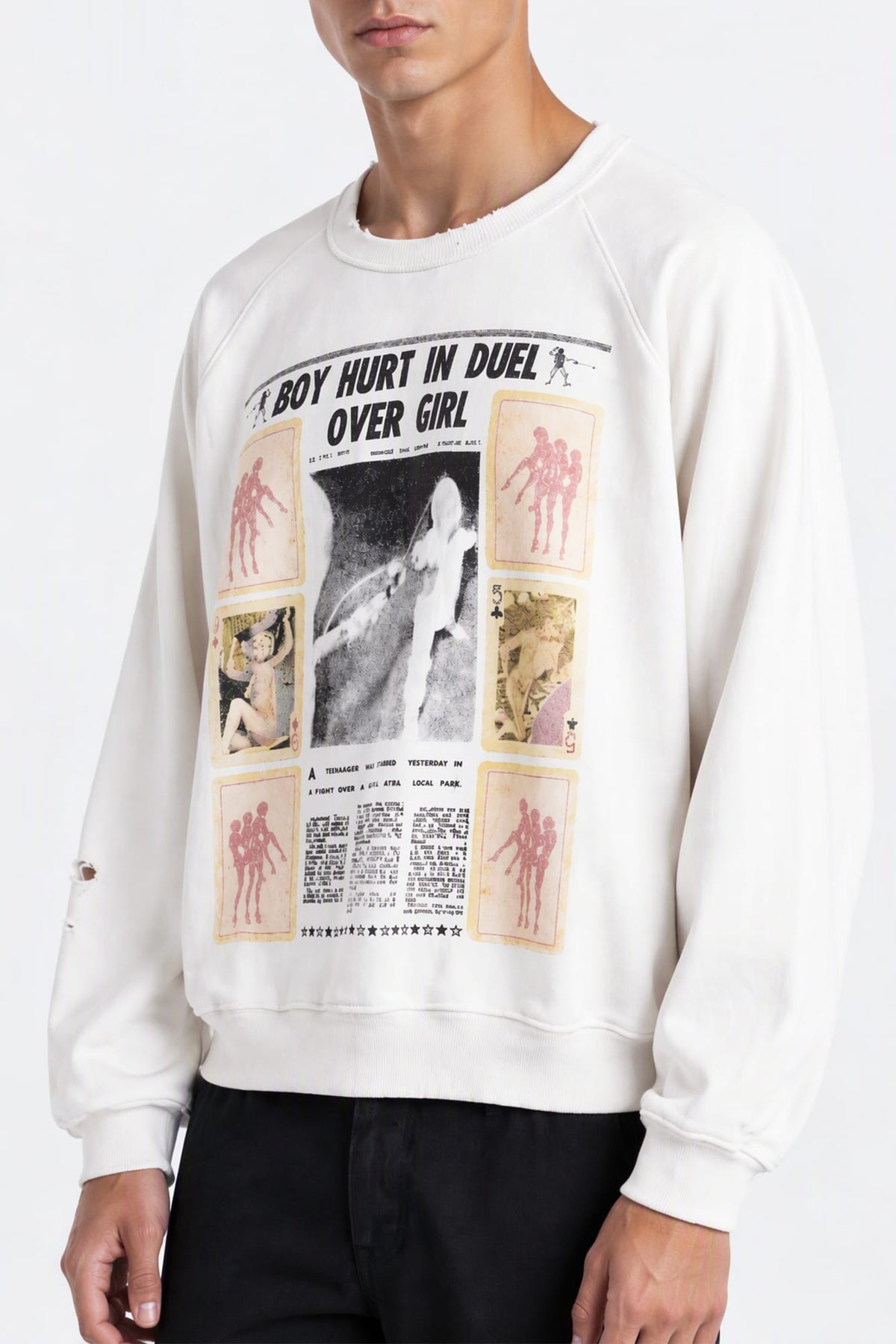 Enfants Riches Déprimés Boy Hurt in Duel Raglan Crewneck side