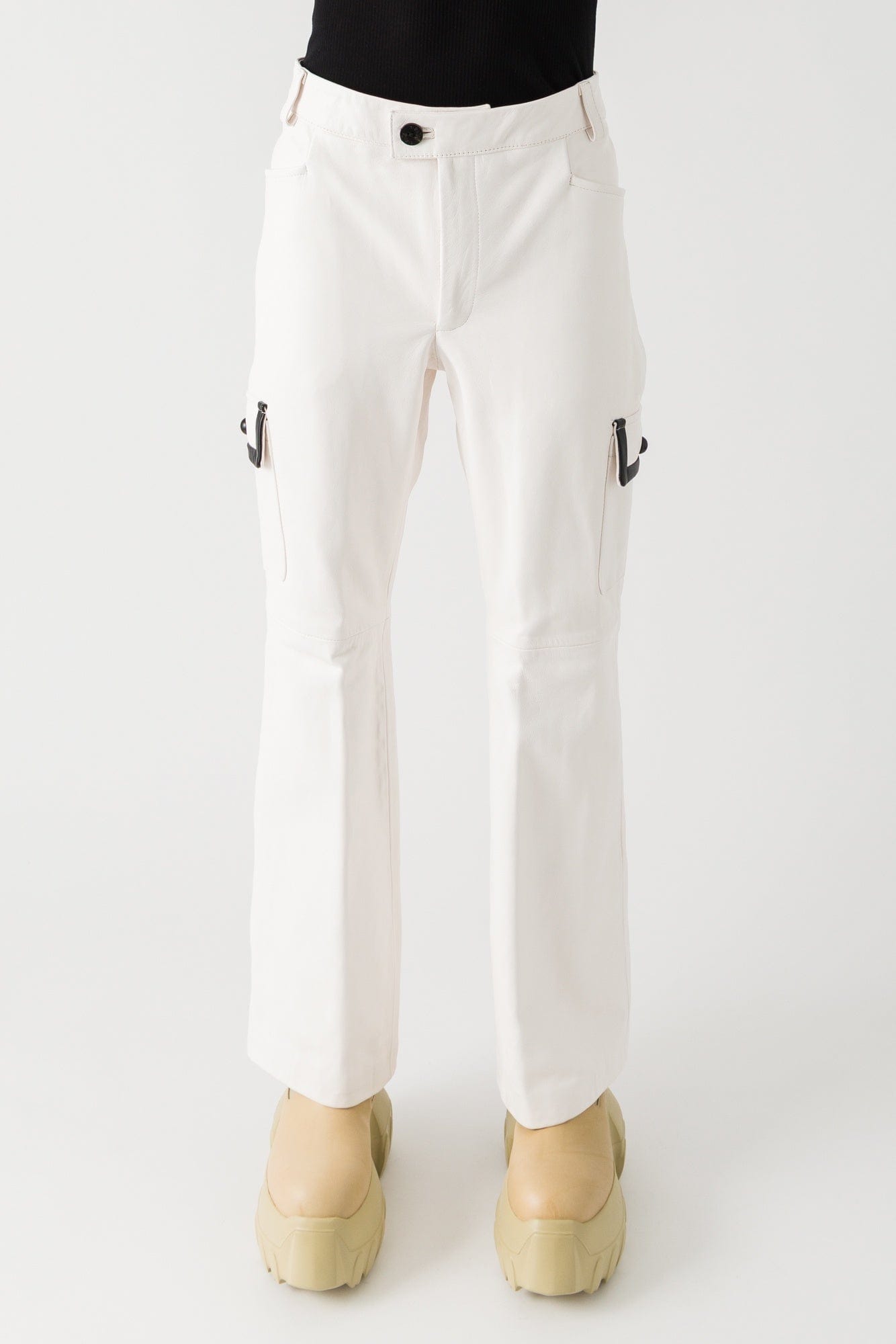 Ernest W. Baker Contrast Cargo Leather Flare Trousers