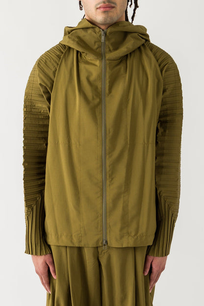 Homme Plissé Issey Miyake Cascade Zip Up in Khaki SS25