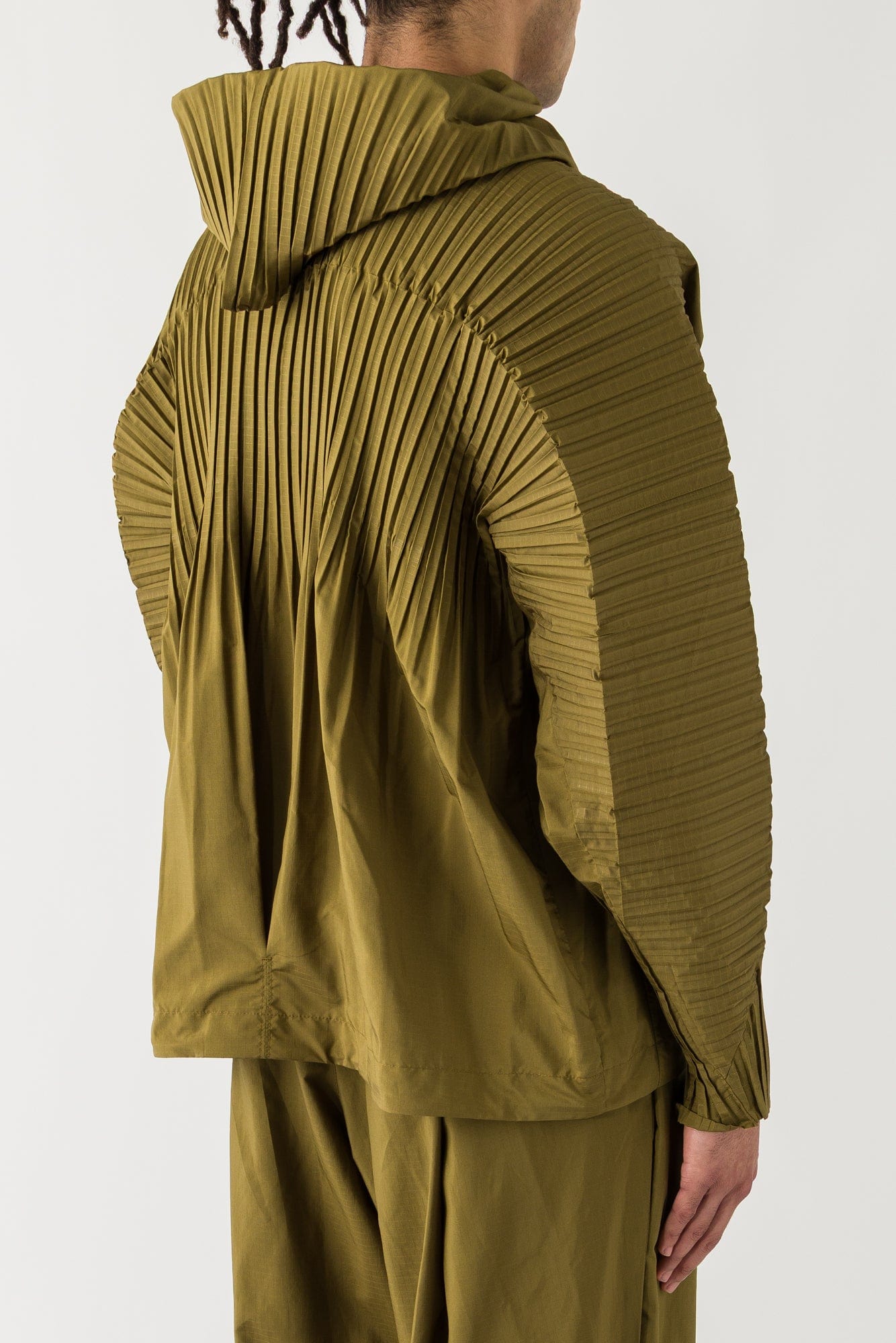Homme Plissé Issey Miyake Cascade Zip Up in Khaki SS25