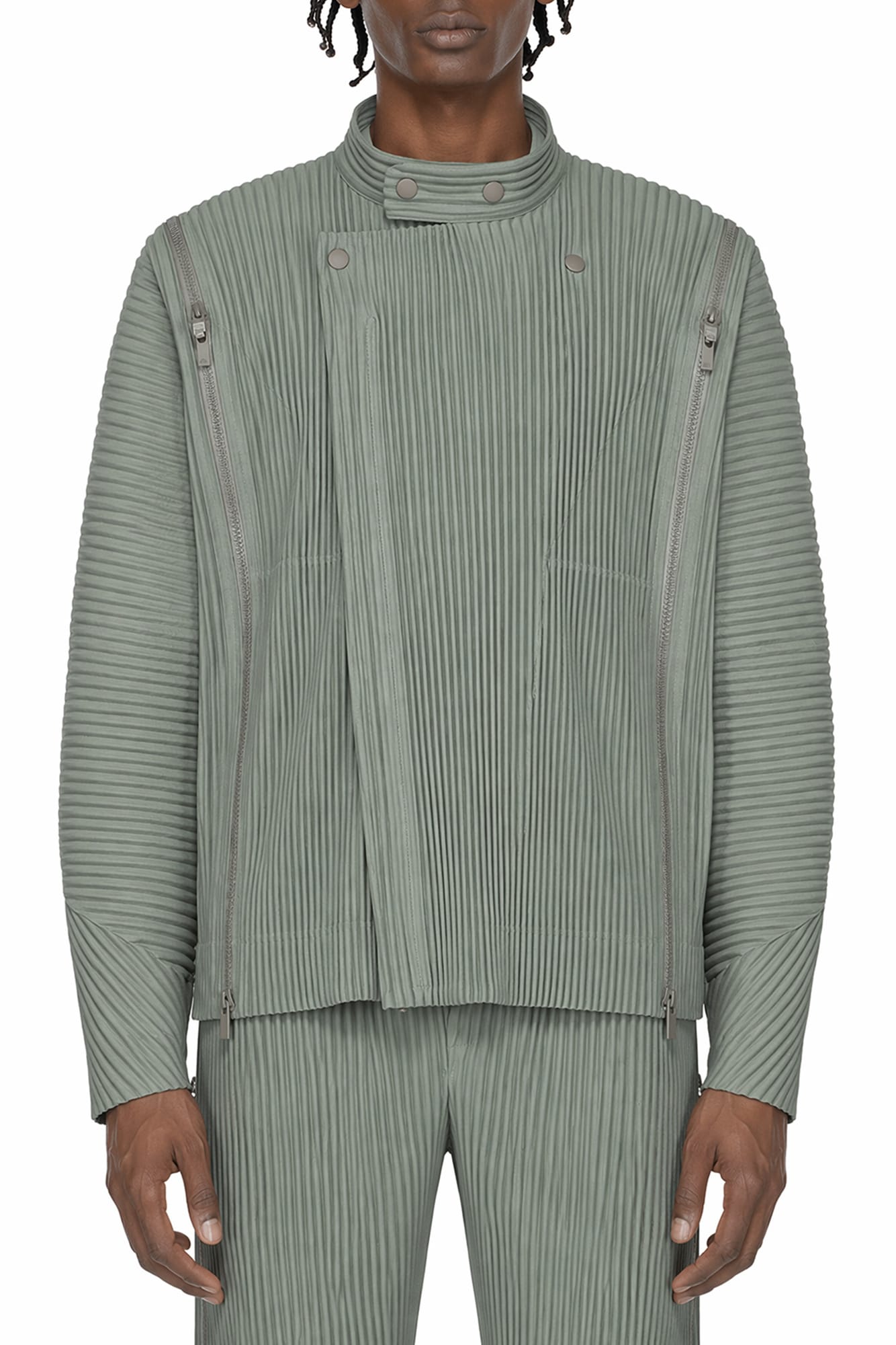 Homme Plissé Issey Miyake Multi-fastened Cardigan in Lucca Storico Blue