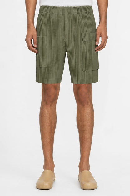 Homme Plissé Issey Miyake Painter's Gear Shorts in Duomo Door Green