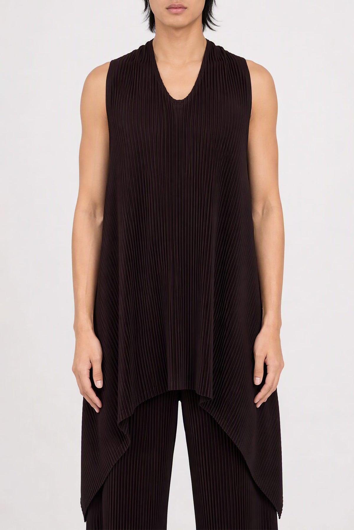 Homme Plissé Issey Miyake Wear or Wrap Top in Eggplant Black