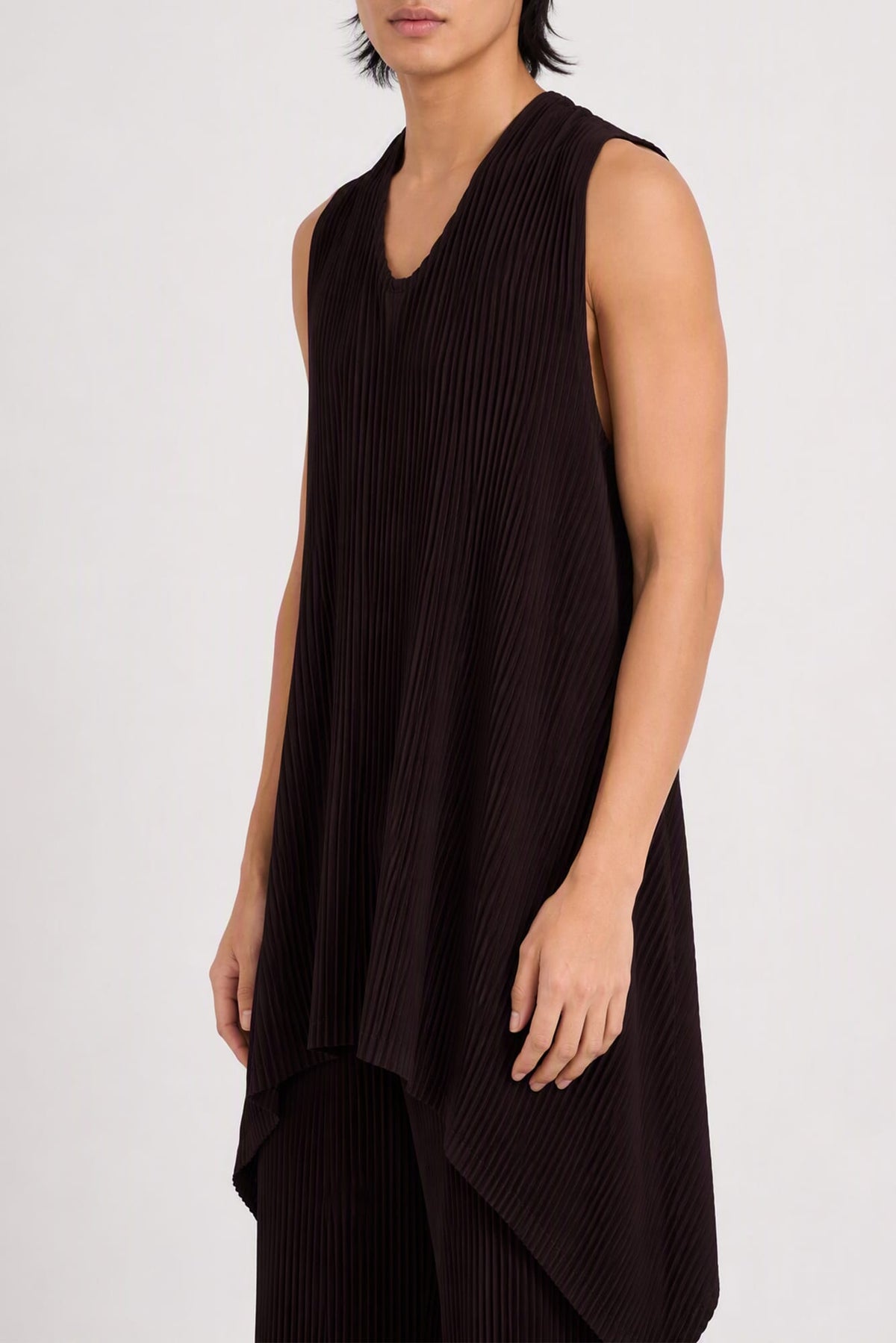 Homme Plissé Issey Miyake Wear or Wrap Top in Eggplant Black