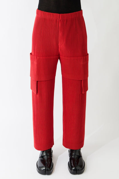 Homme Plissé Issey Miyake Multi-Pocket Cargos In Jasper Red