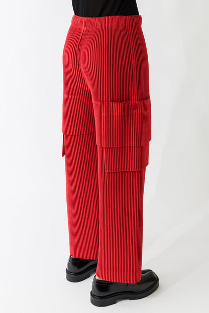 Homme Plissé Issey Miyake Multi-Pocket Cargos In Jasper Red back
