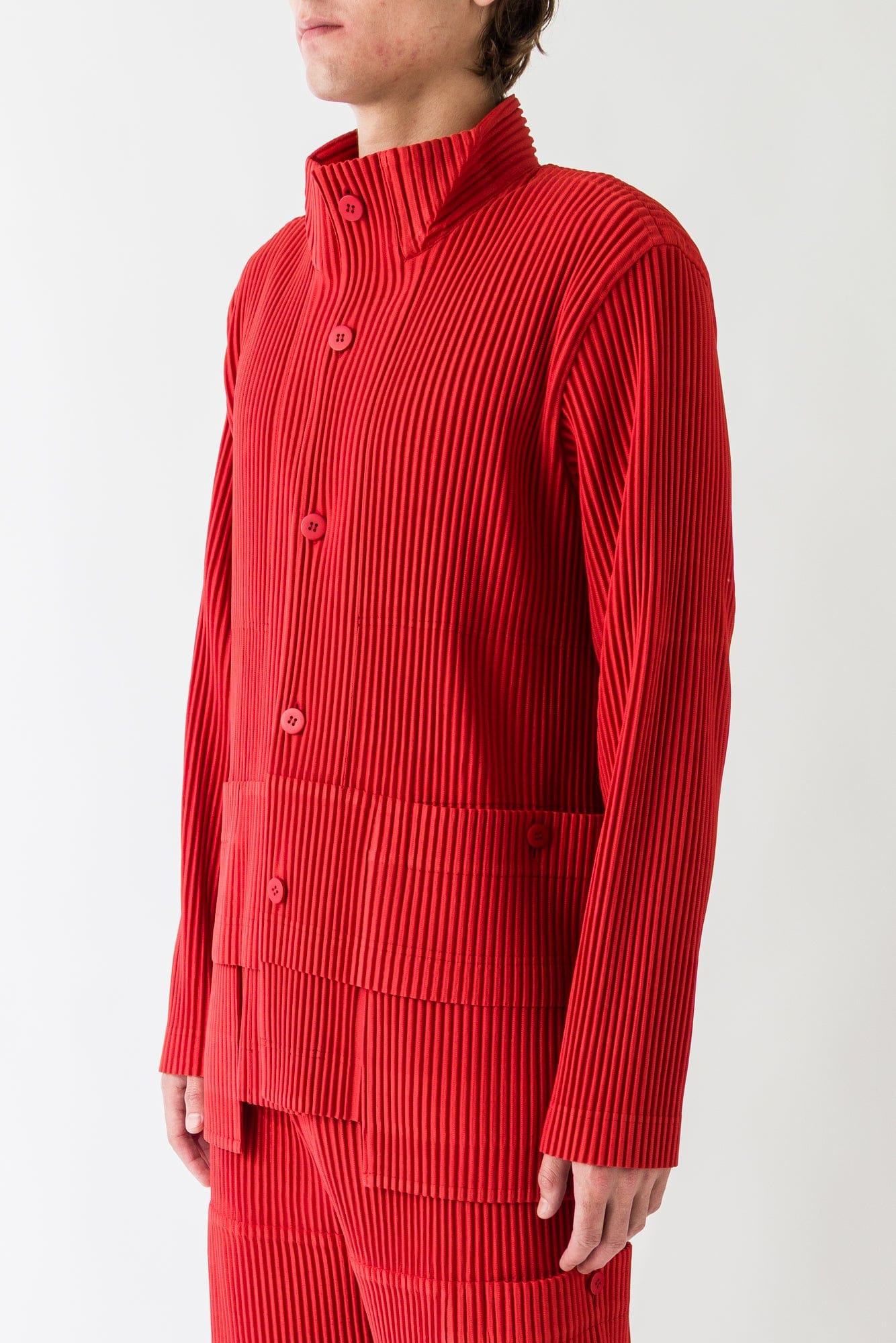 Homme Plissé Issey Miyake Multi-Pocket Shirt In Jasper Red