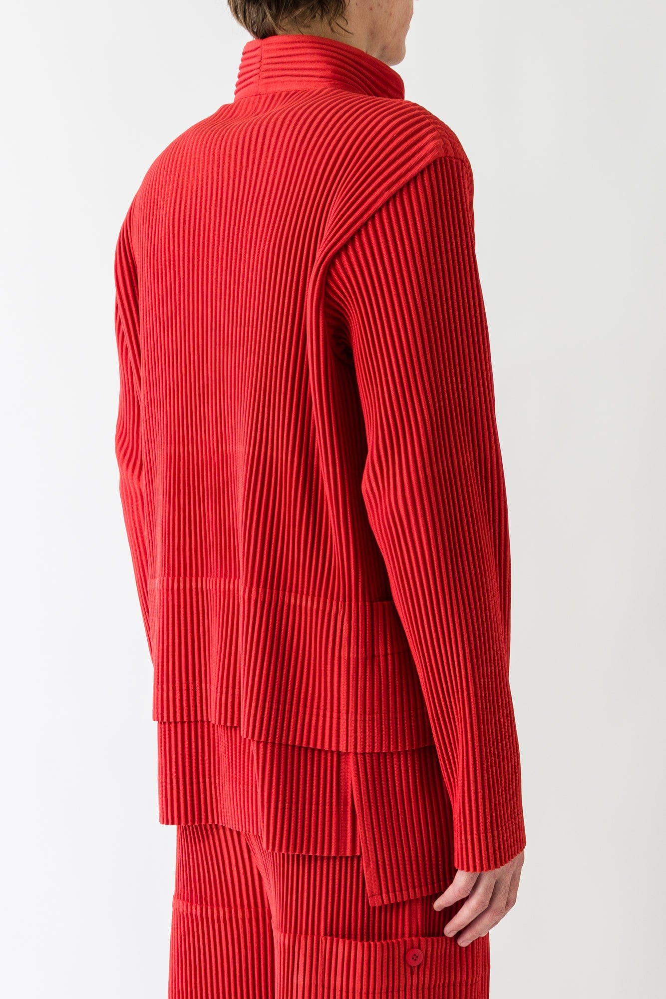 Homme Plissé Issey Miyake Multi-Pocket Shirt In Jasper Red back