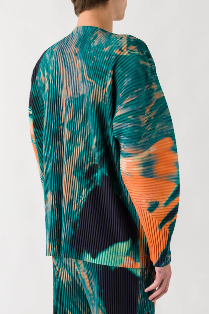 Homme Plissé Issey Miyake Agate Cardigan In Green back